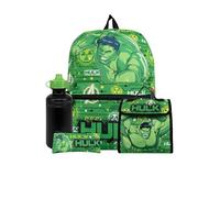Marvel Hulk Backpack For Boys | Boys Backpack With Lunch Bag And Water Bottle | Hulk School Bags For Kids | One Size Green