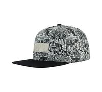 Marvel Hulk Baseball Cap, Comic Print Snapback Hat, Curved Brim Streetwear Style, Metal Logo Badge, Black and White