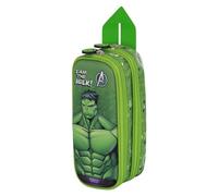 Marvel Hulk Rage-3D Double Pencil Case, Green, 22 x 10 cm