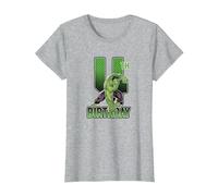 Marvel Hulk Smash 4th Birthday T-Shirt, Women, Heather Grey, Medium