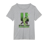 Marvel Hulk Smash 4th Birthday T-Shirt, Women's Plus, Heather Grey, 1X