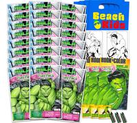 Marvel Incredible Hulk Mini Party Favors Set for Kids - Bundle with 24 Mini Incredible Hulk Grab n Go Play Packs with Coloring Pages Stickers and Mo
