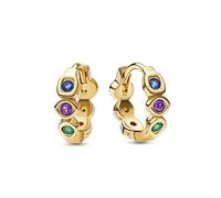 Marvel infinity 14k gold-plated hoops with royal blue, royal purple, royal green, blazing yellow, honey colored and salsa red crystal