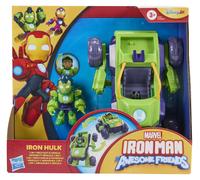 Iron Man and His Awesome Friends Marvel Iron Hulk 2-In-1 Mech Suit & Vehicle, Action Figure & Toy Vehicle, Pequeño, Green