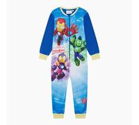 Marvel Iron Man and His Awesome Friends Official Boys or Girls Onesie, Sleepsuit, All in One Pyjamas Featuring Iron Man, Ironheart and Iron Hulk, Blue, Age 5-6 Years