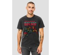 Marvel Iron Man Blast T Shirt, Vintage Wash Black In Dark Grey Dark Grey