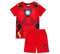 Marvel Iron Man Boys Pyjama Set | Kids Iron-Man T-Shirt and Shorts PJs Bundle | Powerful Red Suit Nightwear Costume | Complete Superhero Pajamas for Children | Cosy Loungewear