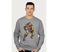 Marvel Iron Man Clenched Fists Pose Sweatshirt In Mid Grey Mid Grey M