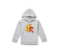 Marvel Iron Man Cute Birthday 4 Youth Kids Pull-Over Hoodie, Athletic Heather in Grey | Size: 9-11 Years Marvel Grey 9-11 Years