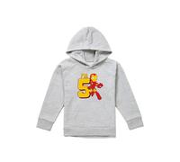Marvel Iron Man Cute Birthday 5 Youth Kids Pull-Over Hoodie, Athletic Heather in Grey | Size: 5-6 Years Marvel Grey 5-6 Years