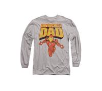Marvel Iron Man Father's Day Invicible Dad Flight Long Sleeve T-Shirt, Athletic Heather in Light Grey | Size: Medium Marvel Light Grey M