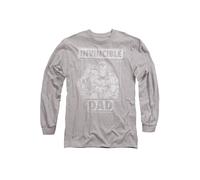 Marvel Iron Man Father's Day Invincible Dad Long Sleeve T-Shirt, Athletic Heather in Light Grey | Size: Large Marvel Light Grey L