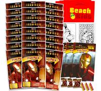 Marvel Iron Man Mini Party Favors Set for Kids - Bundle with 24 Mini Iron Man Grab n Go Play Packs with Coloring Pages Stickers and More (Avengers B