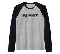 Marvel Iron Man Stark Industries Logo Black Raglan Baseball Tee