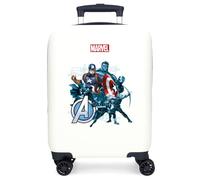 Marvel Joumma Avengers Legendary Children's Suitcase Cabin Blue White Hard ABS Combination Lock Side 4 Wheels Hand Luggage, White, Medium, Suitcase