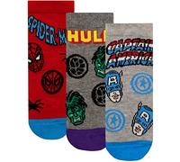 Marvel Kids Avengers Socks 3 Pack Spiderman Hulk and Captain America Ankle Socks Multicoloured 9-12