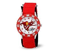 Marvel Kids' Bezel Stainless Steel Time Teacher Analog Nylon Strap Watch, Red