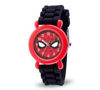 MARVEL Kids' Plastic Time Teacher Analog Quartz Silicone Strap Watch, Black, Classic