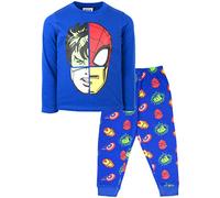 Marvel - Kids Pyjamas - Navy Long Sleeve Pyjamas Superheroes - 100% Cotton Sleepwear - Official Merchandise - 7/8 Years