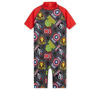 Marvel Kids Swimming Costume Summer Holiday Essentials for Kids Hulk Spiderman Childrens Swimwear 3-10 Years Short Sleeve Full Body Swimsuit Beachwear (Red/Grey Avengers, 4-5 Years)