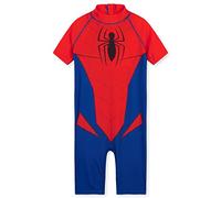 Marvel Kids Swimming Costume Summer Holiday Essentials for Kids Hulk Spiderman Childrens Swimwear 3-10 Years Short Sleeve Full Body Swimsuit Beachwear (Red/Blue Spiderman, 9-10 Years)