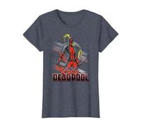 Marvel Lady Deadpool Action Portrait T-Shirt, Women, Heather Blue, XX-Large