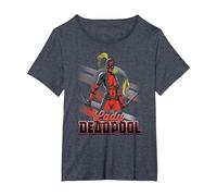 Marvel Lady Deadpool Action Portrait T-Shirt, Women's Plus, Heather Blue, 5X