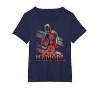 Marvel Lady Deadpool Action Portrait T-Shirt, Women's Plus, Navy Blue, 2X