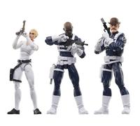Marvel Legends Series S.H.I.E.L.D. Nick Fury Jr., Sharon Carter, and Dum Dum Dugan Action Figures