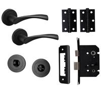 Marvel Lever On Rose Bathroom Lock Door Handle - Matte Black - Complete Door Pack - Designer Levers