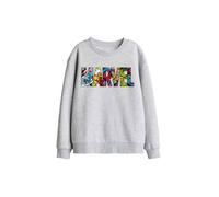 Marvel Logo Characters Kids Sweatshirt, Athletic Heather in Light Grey | Size: 9-11 Years Marvel Light Grey 9-11 Years