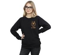 Marvel Women's Loki Horn Logo Faux Pocket Sweatshirt in Black | Size: Medium Marvel Black M