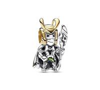 Marvel Loki sterling silver and 14k gold-plated charm with transparent green and black enamel