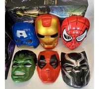 (Marvel Mask Set) 6pcs Marvel Spider-Man Headgear Mask, Hulk, Iron for Man, Captain America Costume Mask, Cool Eye Design, PVC Material, Gift for Friends