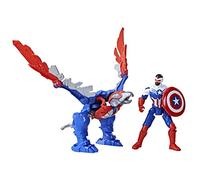 Marvel Mech Strike Mechasaurs, 4-Inch Captain America with Redwing Mechasaur Action Figures, Super Hero Toys for Kids Ages 4 and Up