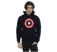 Marvel Men's Avengers Captain America Scratched Shield Hoodie in Navy | Size: Small Marvel Navy S
