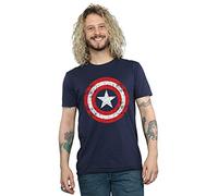 Marvel Men's Avengers Captain America Scratched Shield T-Shirt Navy Blue XXX-Large