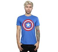 Marvel Men's Avengers Captain America Scratched Shield T-Shirt Royal Blue X-Large