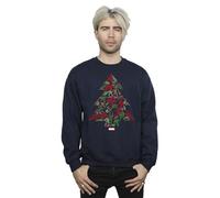 Marvel Men's Avengers Christmas Tree Sweatshirt Navy Blue XXX-Large