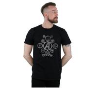 Marvel Men's Avengers Infinity War Distressed Metal Icons T-Shirt in Black | Size: Medium Marvel Black M
