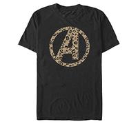 Marvel Men's Avengers Logo Leopard Fill T-Shirt, Black, XXL