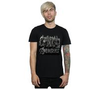 Marvel Men's Avengers Mono Team Art T-Shirt in Black | Size: Small Marvel Black S