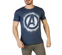 Marvel Men's Avengers Stencil Logo T-Shirt, Denim Blue, XX-Large
