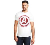 Marvel Men's Avengers Stencil Logo T Shirt, White, L UK