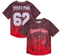 Marvel Mens Baseball Jersey - Avengers Spider Man Venom Hipster Hip Hop Button Up Baseball Jersey Men (Sizes: S-4XL), Spiderman Web, Medium