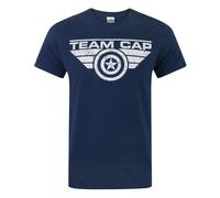 Marvel Mens Blue Captain America - Team Cap Slogan Short Sleeved T-Shirt - Small