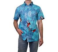 Marvel Men's Button Down Shirt, Blue/Aqua Cap Island, S