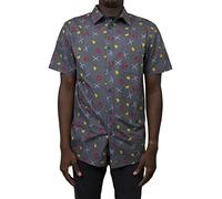 Marvel Men's Button Down Shirt, Charcoal Deadpool Party, XXL