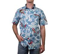 Marvel Men's Button Down Shirt, White Retro Paradise, Large