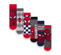 Marvel Spiderman Boys Socks - Pack of 6 | Kids Multicoloured Athletic Character Socks | Spider-Man Avenger Superhero Graphic Footwear | Comfortable Childrens Sock Set Bundle Movie Merchandise Gift